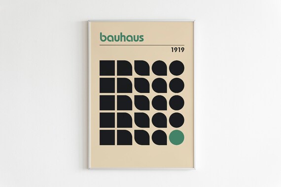 Bauhaus 1919 Geometric Grid Mid Century Modern Minimalist Art Poster
