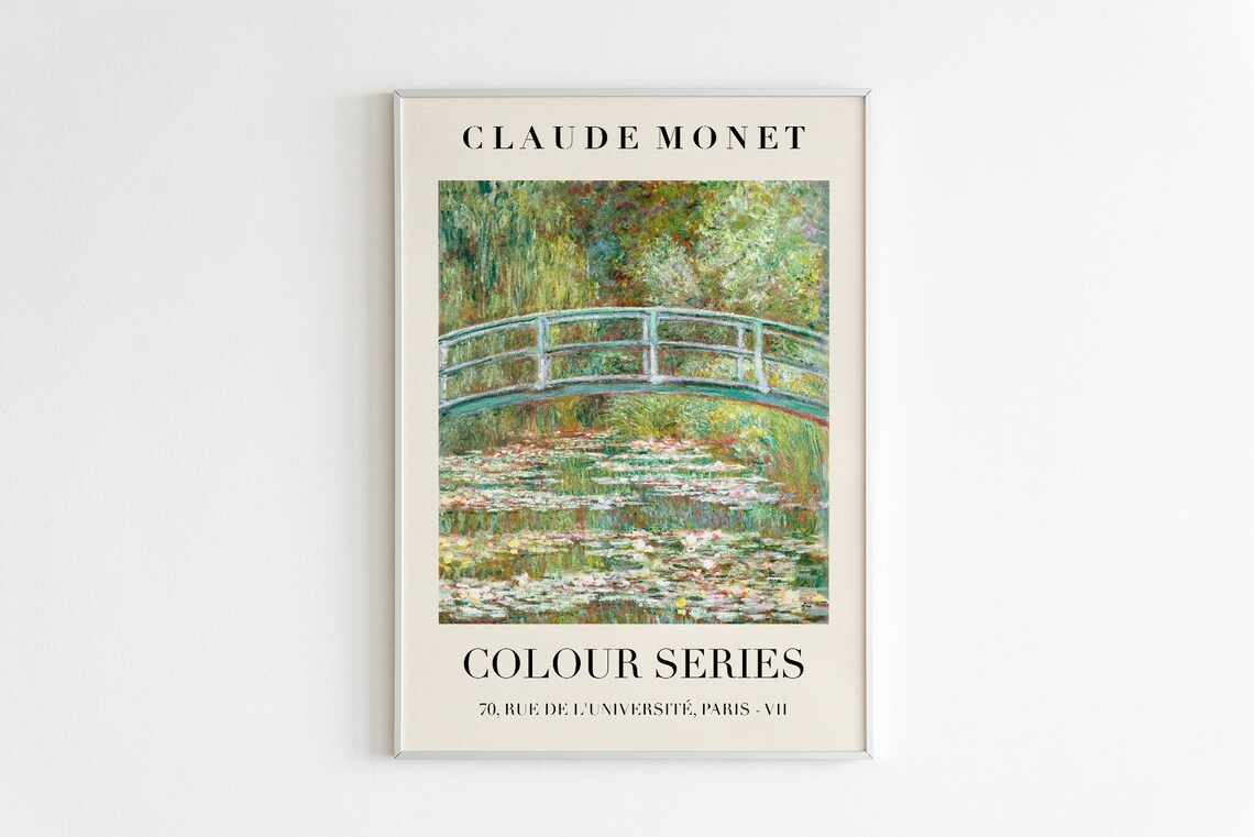 Claude Monet Colour Series Japanese Bridge Giverny Garden Exhibition Poster