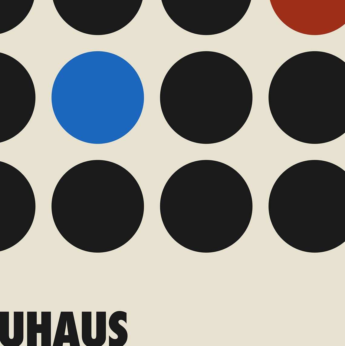 Bauhaus 1923 Black Dot Grid with Color Circles Abstract Poster - Image 2