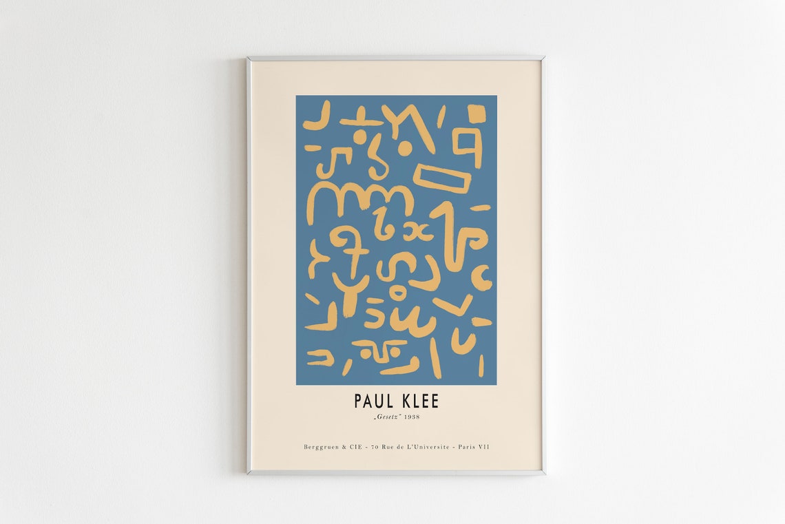 Paul Klee Gesetz 1938 Hieroglyph Marks Blue Gold Exhibition Poster