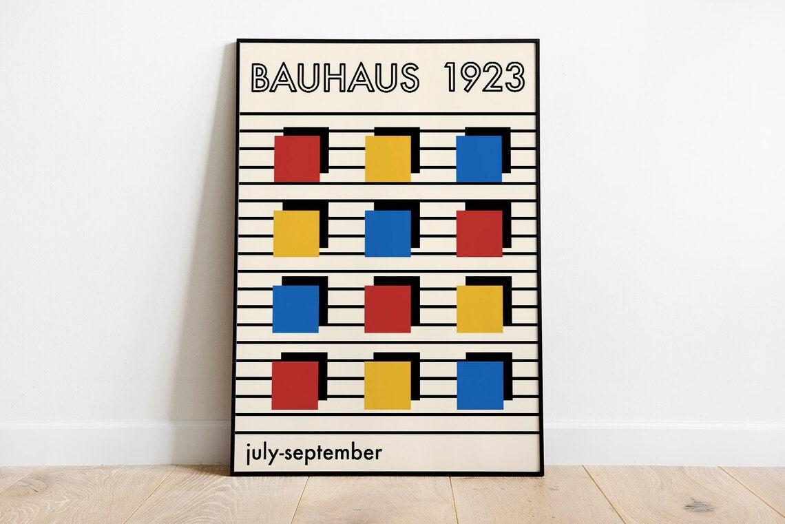 Bauhaus 1923 Line Pattern Primary Squares Minimalist Art Poster - Image 3