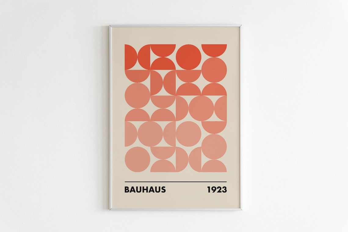 Bauhaus 1923 Terracotta Geometric Circles Retro Abstract Poster