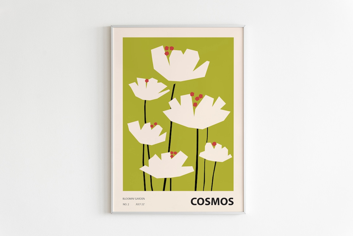 Colorful Flower Illustration Print, Abstract Botanical Decor