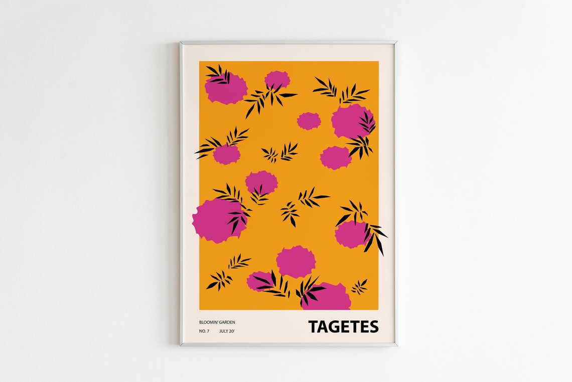 Colorful Flower Illustration Print, Abstract Botanical Art