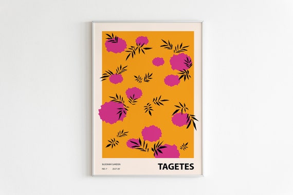 Colorful Flower Illustration Print, Abstract Botanical Art