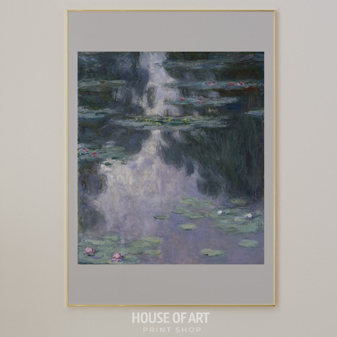 Claude Monet Square Water Lily Pond Reflection Impressionist Print - Image 3