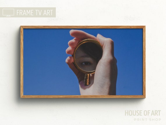 Frame Tv Art 4k Mirror Portrait Photography Artistic Reflection Eye Woman Blue Sky Hand Photograph