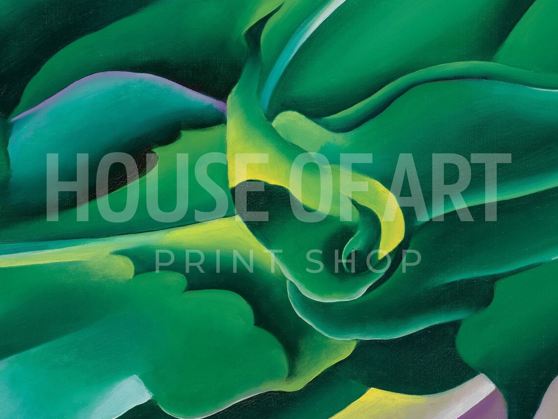 Green Corn Leaves Close Up Modern Botanical Oil Painting Vibrant Print - Image 2