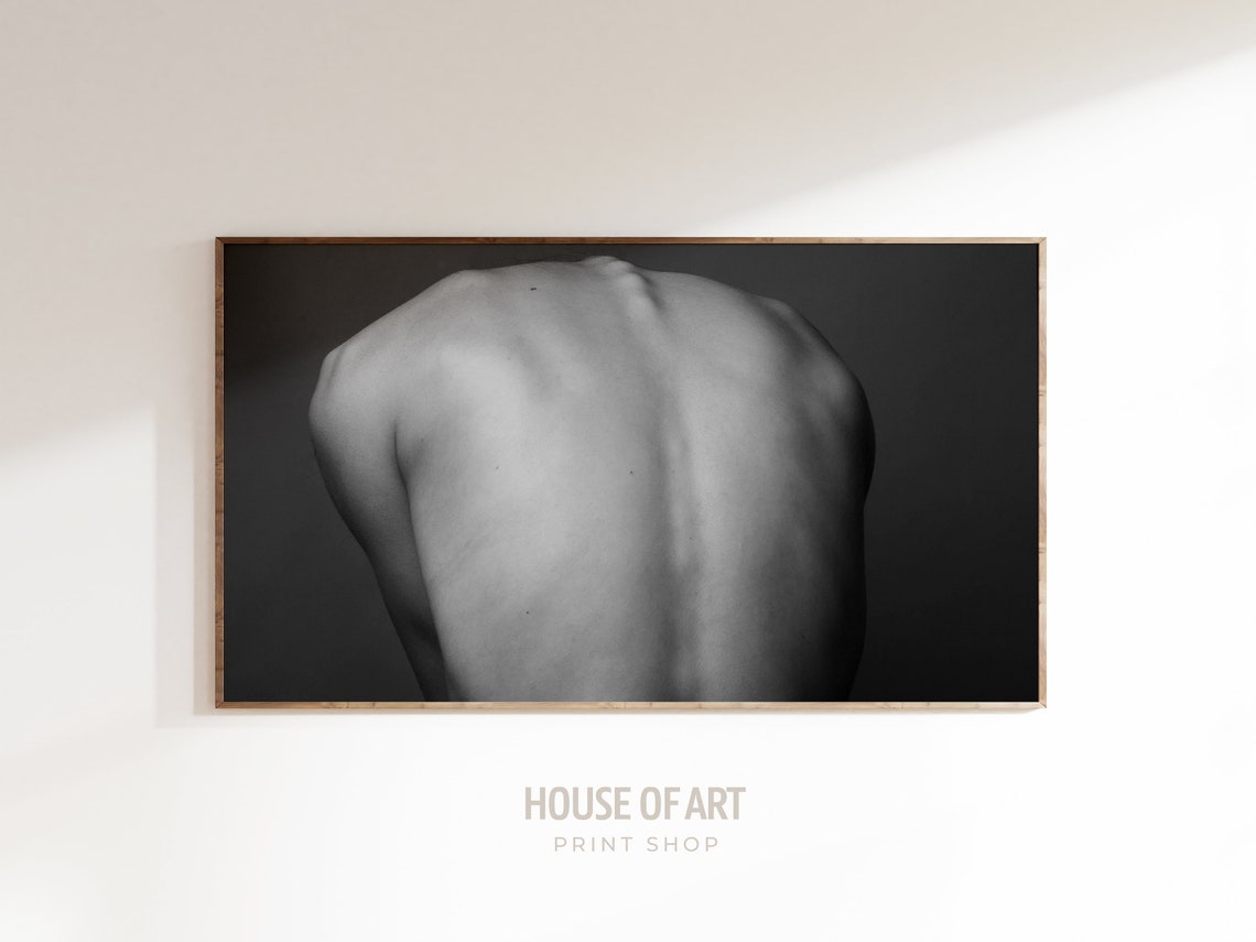 Woman Bare Back Black White Photography Artistic Nude Study Wall Print - Image 3