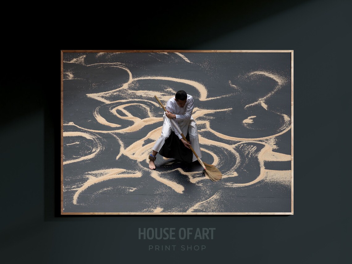 Sand Sweeping Artist Waves Aerial Contemporary Photography Art Print - Image 3