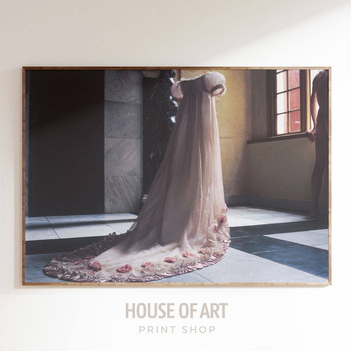Romantic Empty Vintage Wedding Dress Interior Soft Light Photo Poster