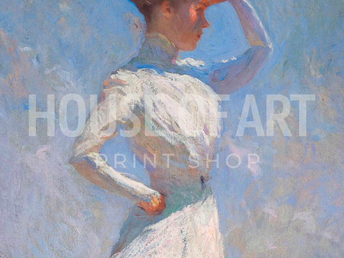 Vintage Woman in Sunlight, Sea View Art Print - Image 2