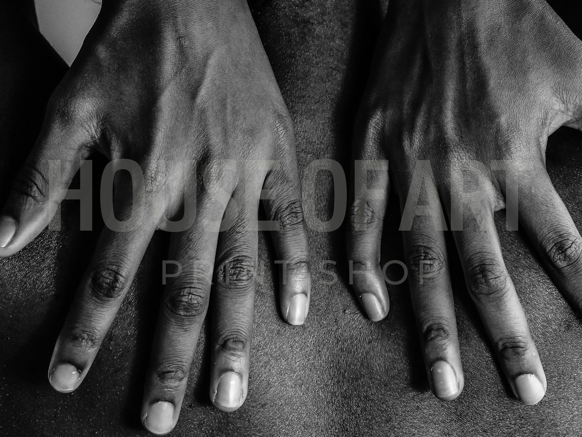 Black And White Hands Resting On Back Intimate Fine Art Photo Poster - Image 2