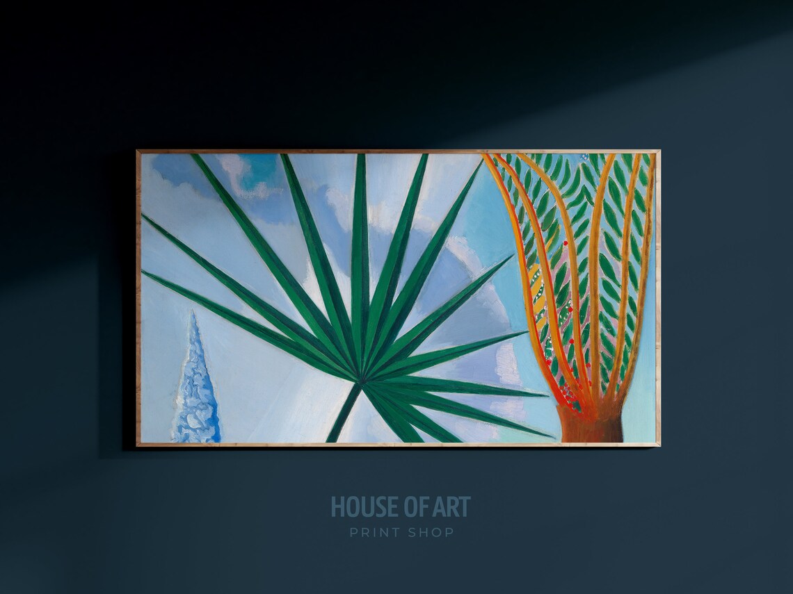 Palm Tree Leaves Tropical Botanical Colorful Oil Painting Poster - Image 2