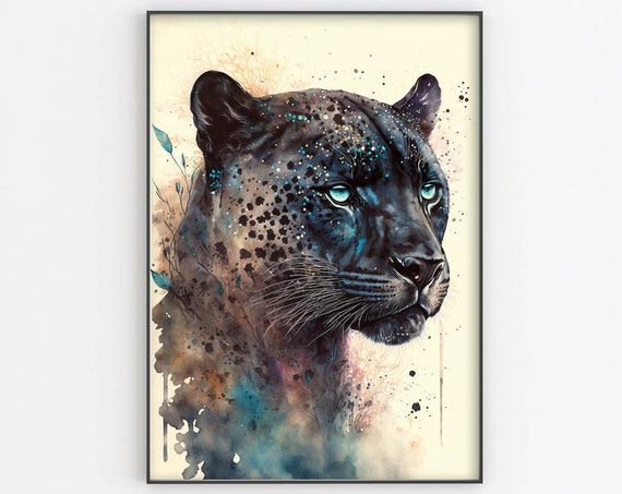 Panther Watercolor Painting Panther Painting Poster Panther Art Print Wall Decor Wall Art Home Decor Large Wall Art Housewarming Gift