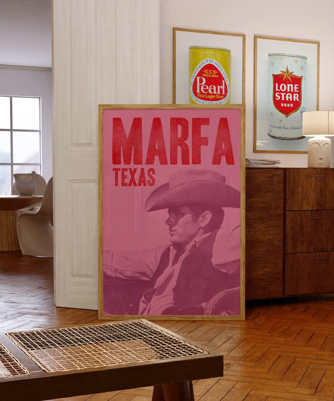 Marfa Texas Cowboy Hat Art Print, Western Decor