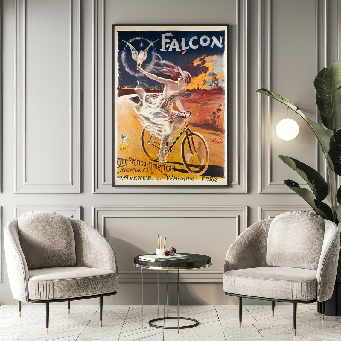 Falcon Bicycle Vintage Parisian Advertising Poster Woman Cycling - Image 6