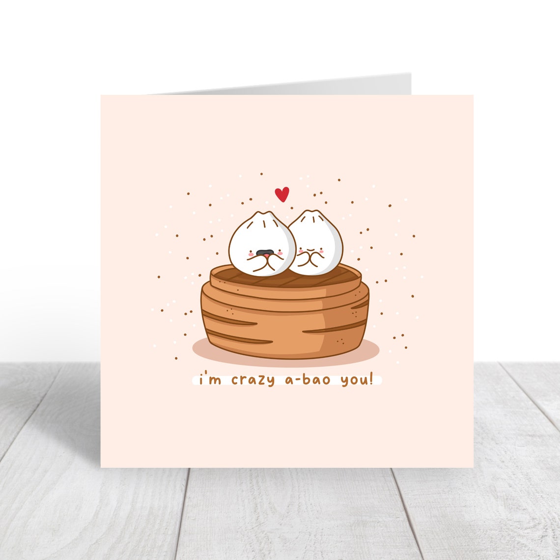I'm Crazy A-bao You Cute Bao Bun Kawaii Pun Love Card Poster - Image 3