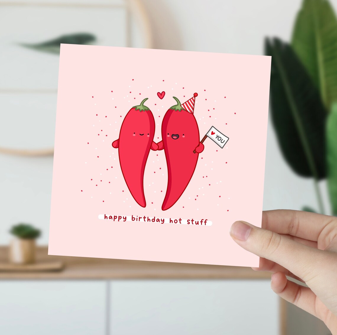 Happy Birthday Hot Stuff Card Funny Pun Birthday Card Punny Love Card Chilli Pun - Image 6
