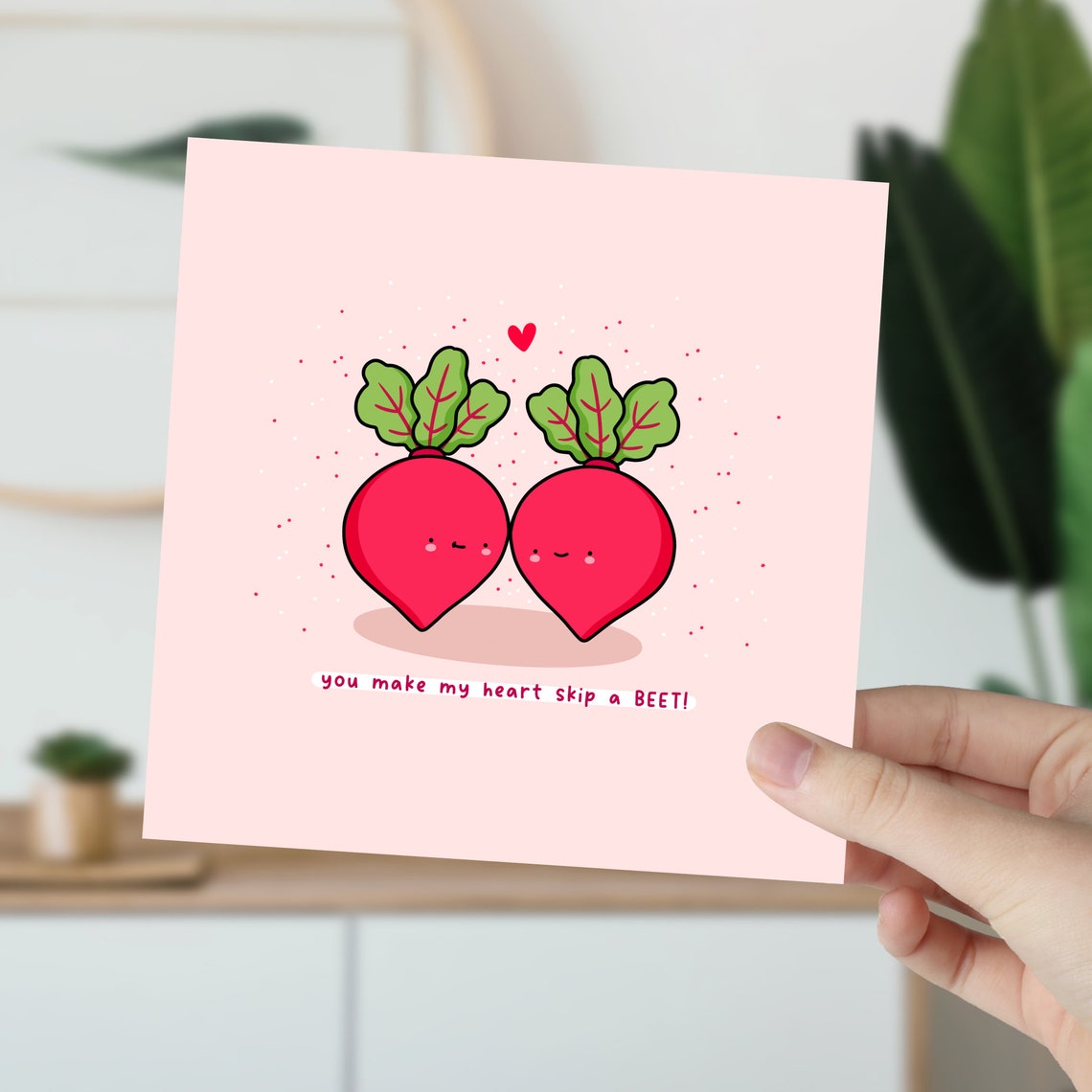 You Make My Heart Skip a Beet Funny Smiling Veggie Pun Card Poster - Image 5