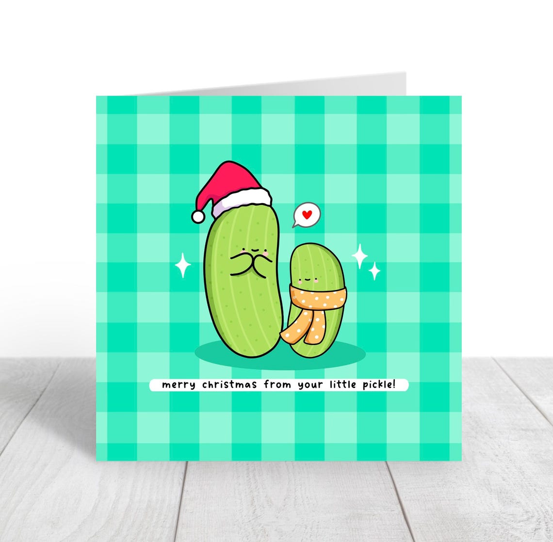 Merry Christmas From Your Little Pickle Kawaii Illustrated Card Print - Image 2