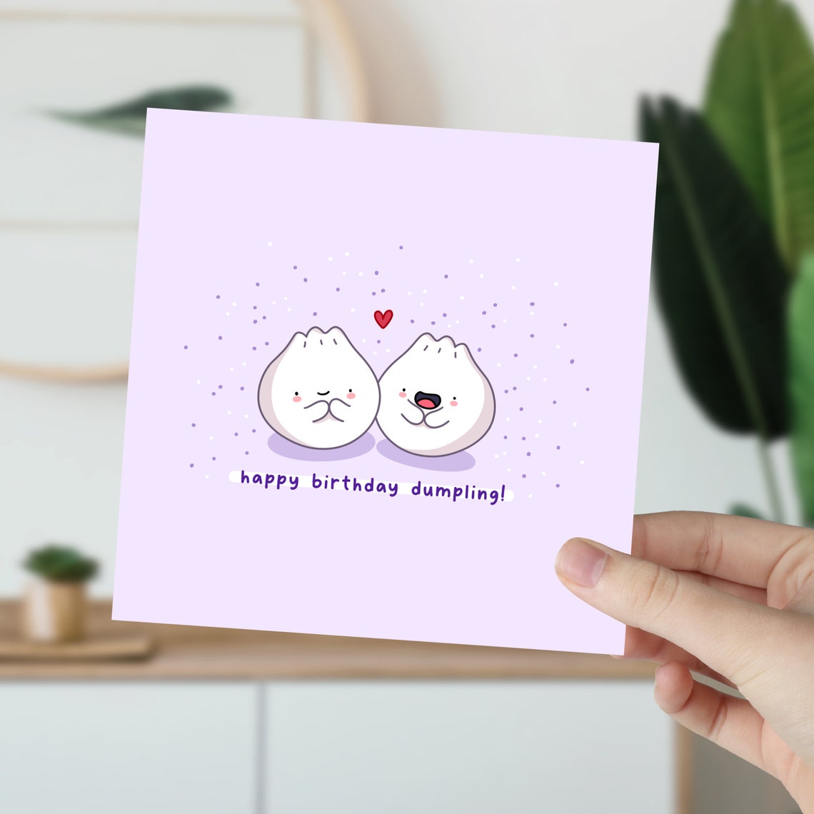 Cute Dumpling Pair Happy Birthday Dumpling Card Kawaii Print - Image 5