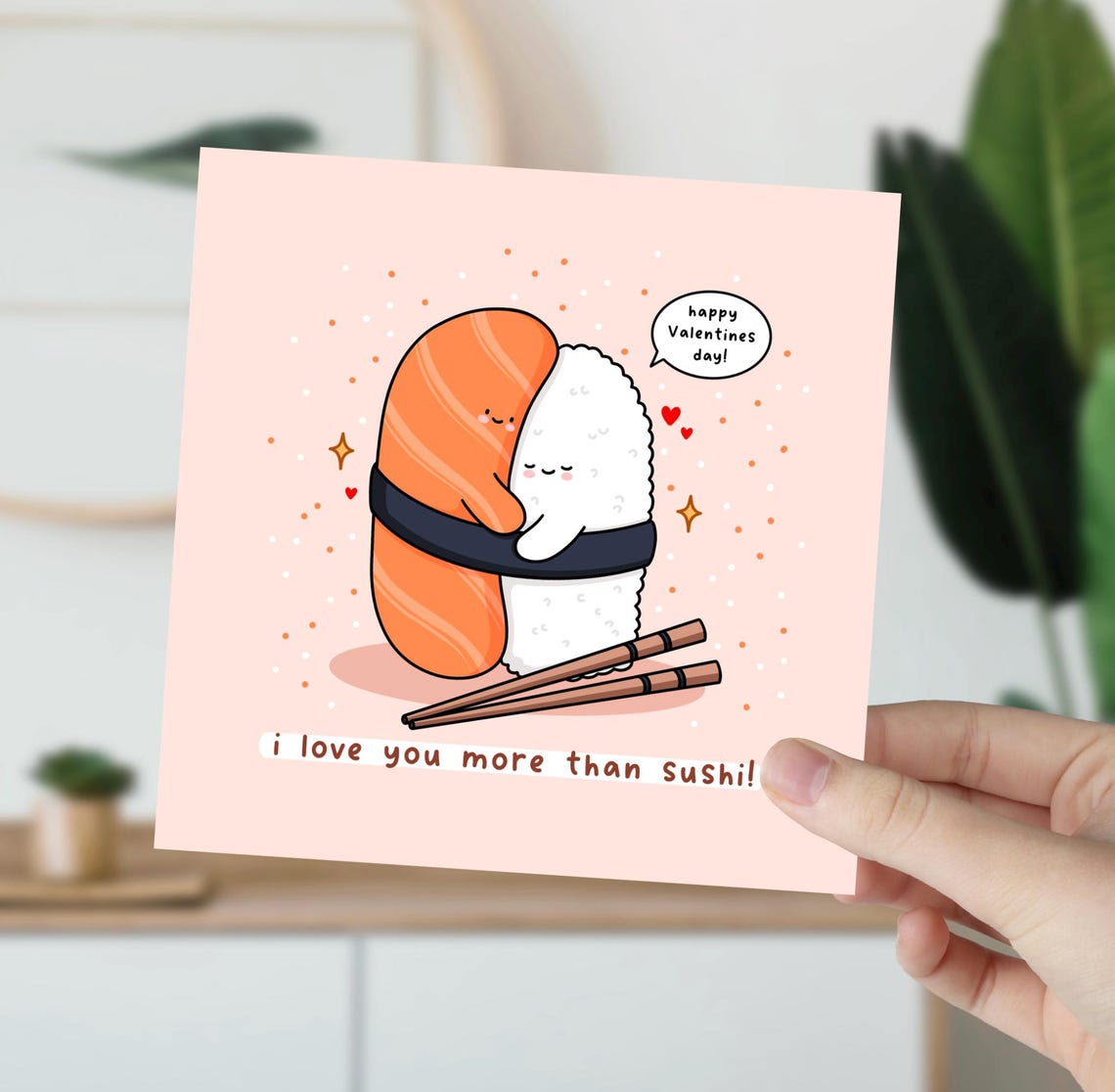 Salmon Nigiri Hug I Love You More Than Sushi Valentines Wall Art - Image 6