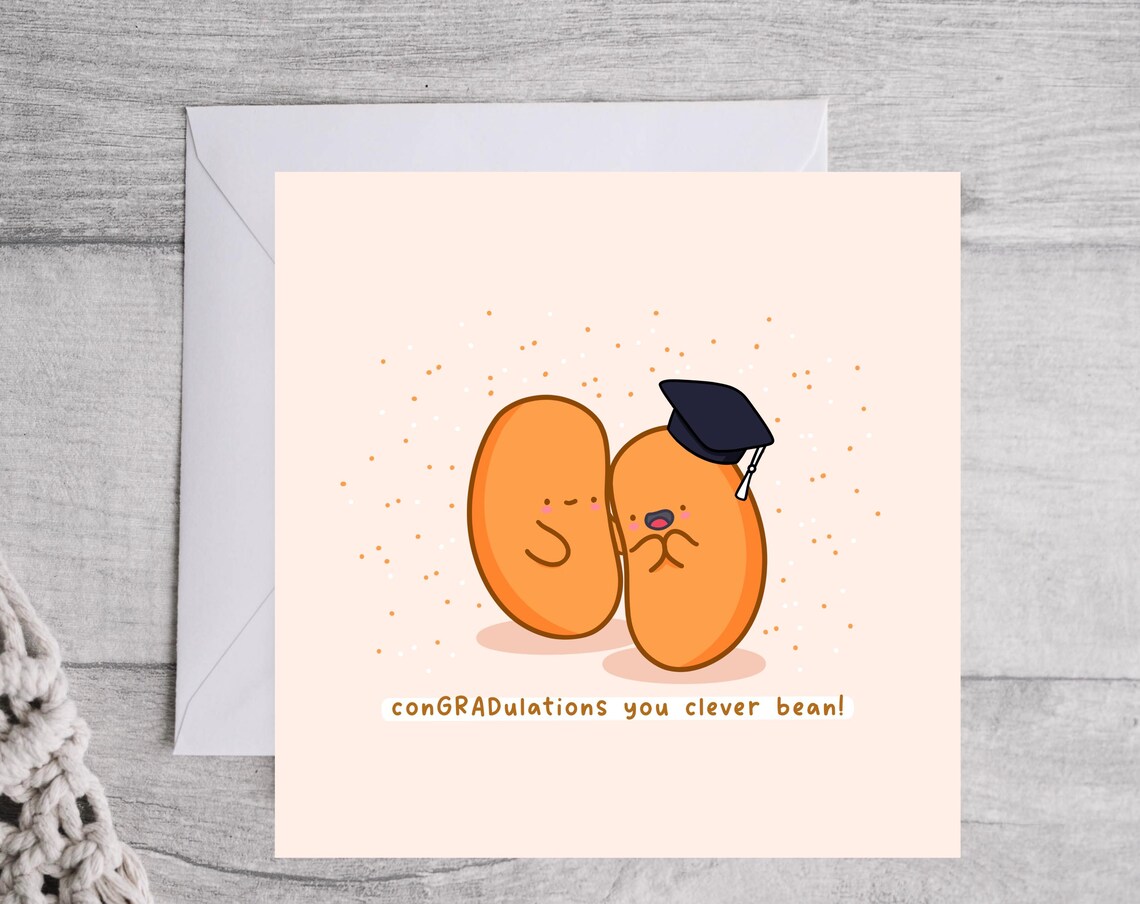 Baked Beans Funny Graduation Card Kawaii Graduation Card Graduation Pun Card - Image 3