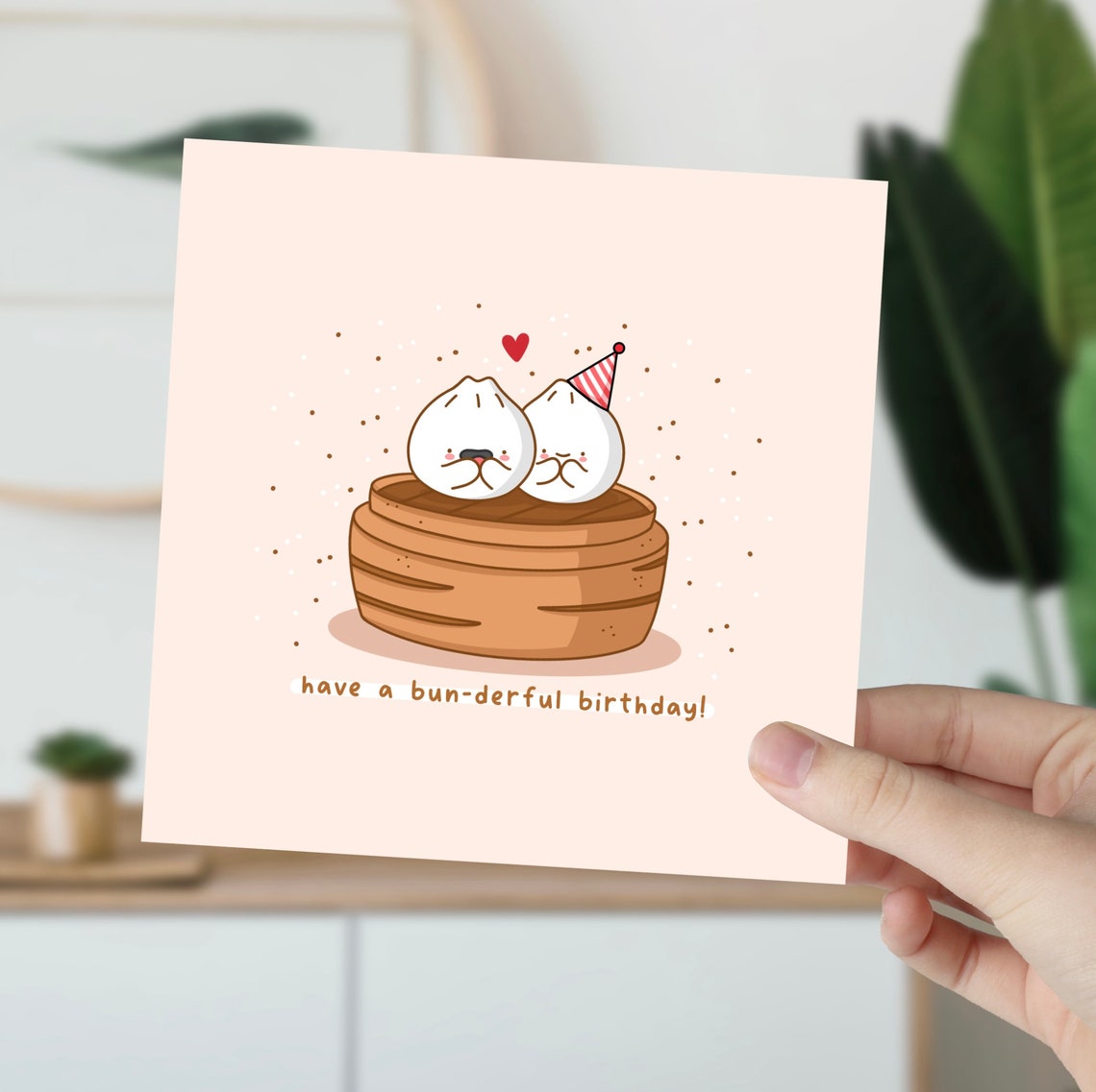 Bao Buns in Bamboo Steamer Bun-derful Birthday Card Cute Print - Image 5