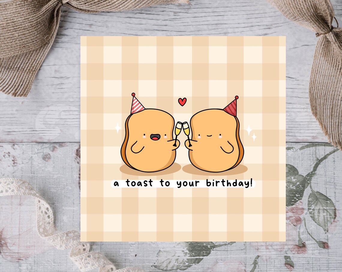 Kawaii A Toast to Your Birthday Champagne Toasts Pun Art Print - Image 2