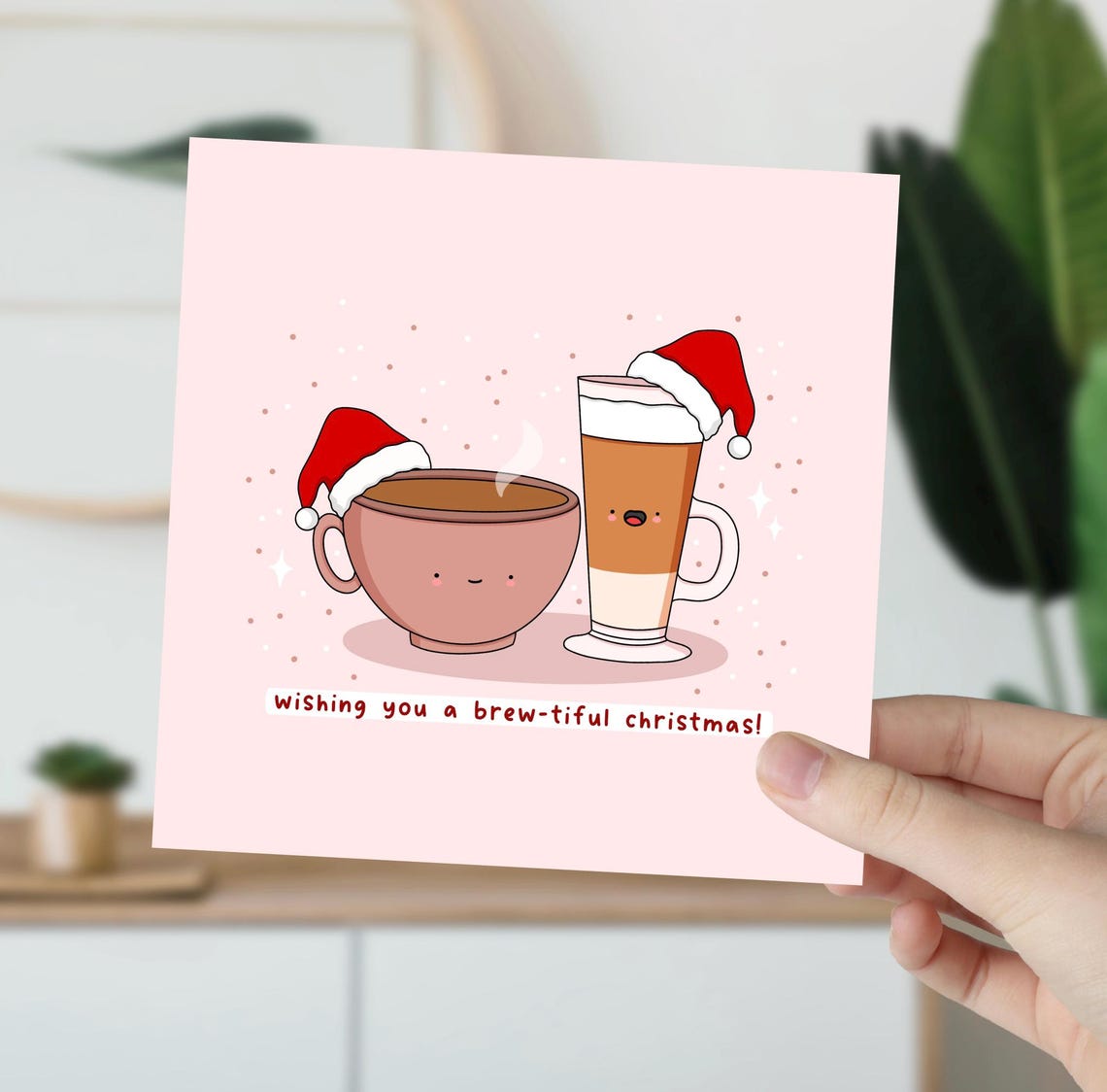 Wishing You A Brew-tiful Christmas Coffee Cup Illustrated Card Print - Image 2