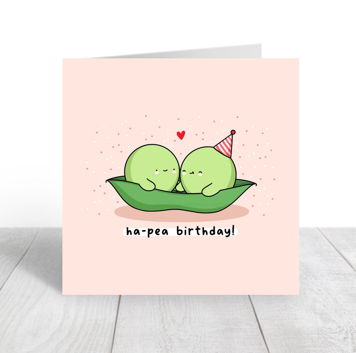 Ha-Pea Birthday Kawaii Peas In A Pod Party Hat Birthday Card Poster - Image 5