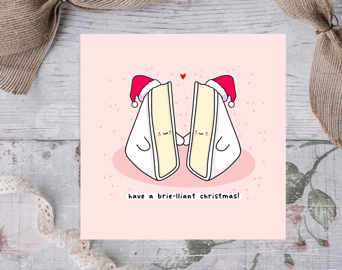 Brie Cheese Wedges Santa Hats Have A Brie-Lliant Christmas Wall Art - Image 2