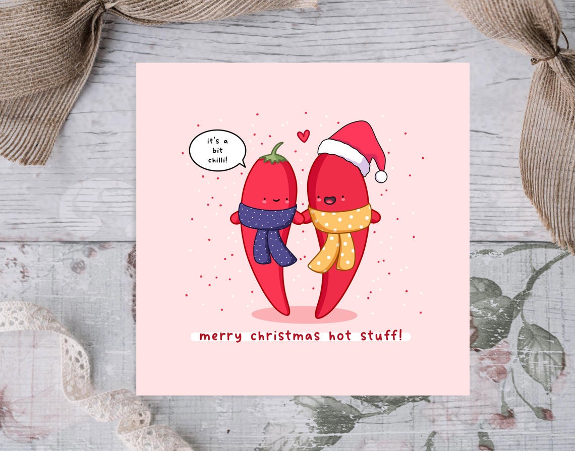Chilli Peppers Winter Scarves Merry Christmas Hot Stuff Pun Wall Art - Image 3
