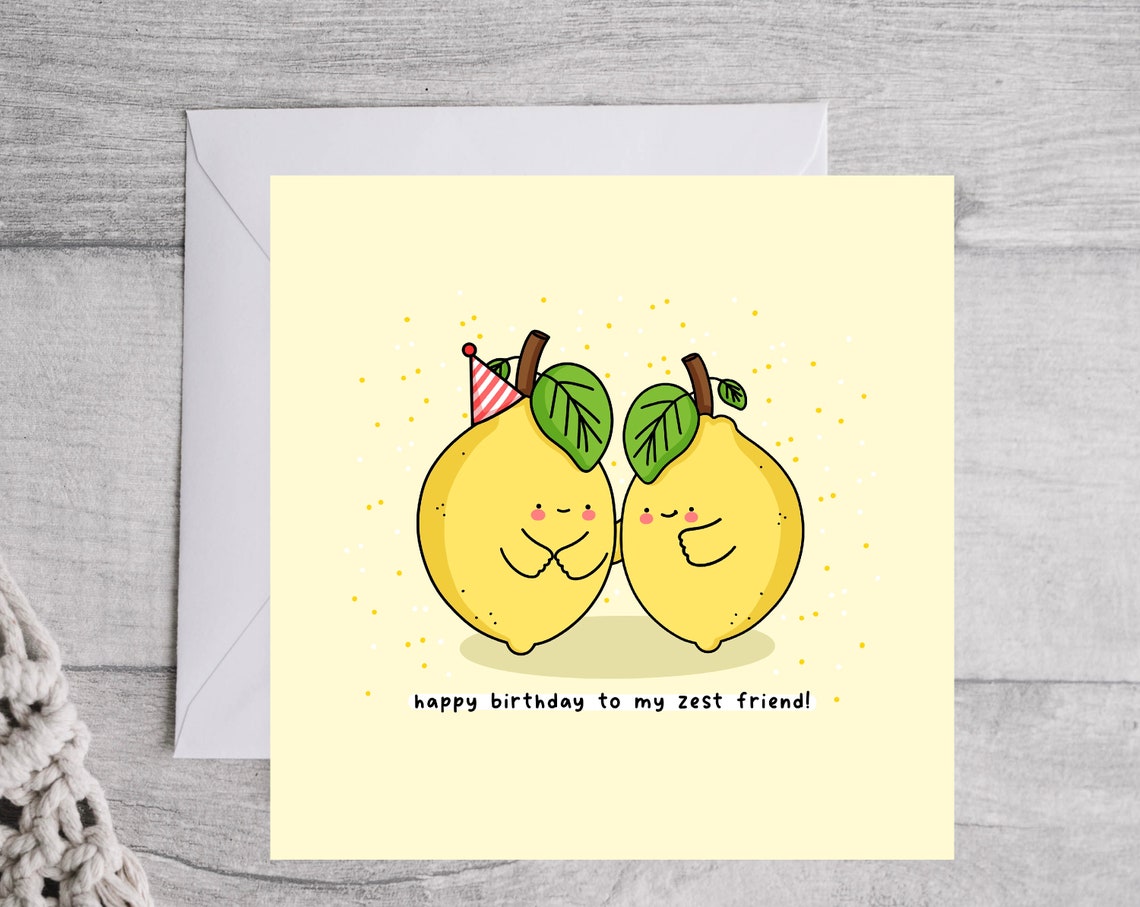 Kawaii Lemon Birthday Pun Poster with Happy Birthday Zest Friend - Image 3