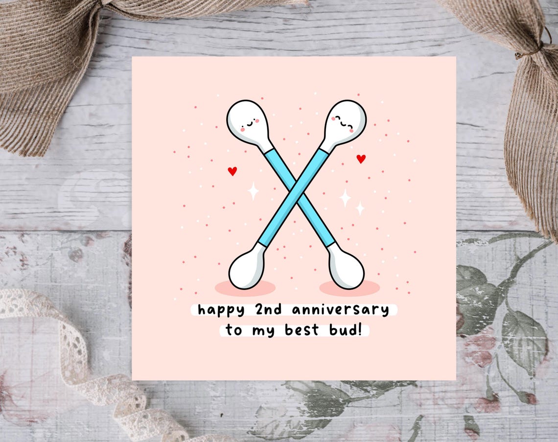 Crossed Cotton Buds Happy 2nd Anniversary To My Best Bud Wall Art - Image 2