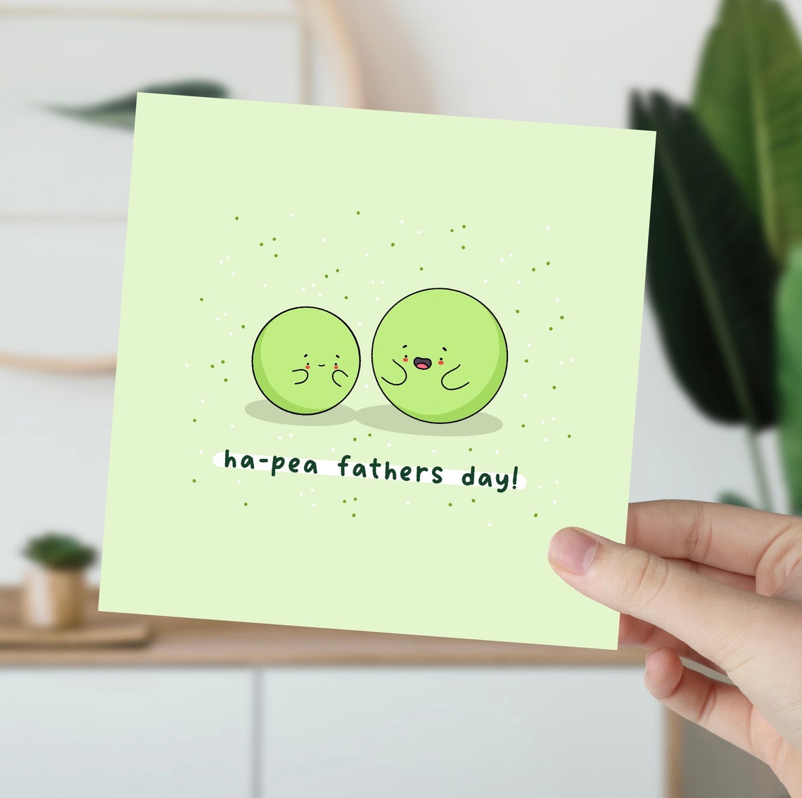 Ha-Pea Fathers Day Cute Green Peas Pun Illustrated Card Print - Image 5