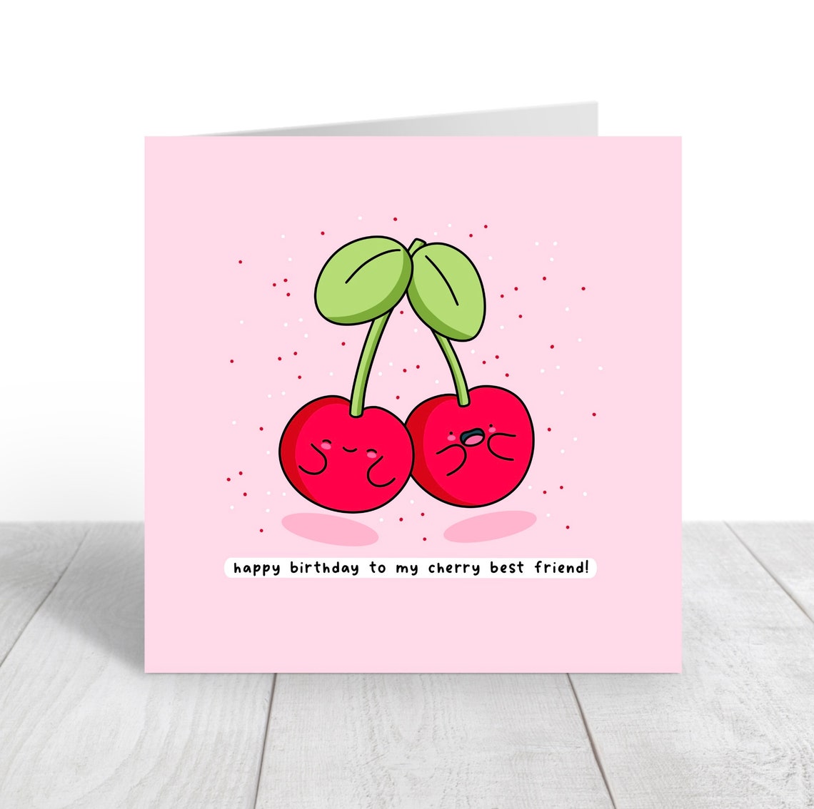 Kawaii Cherries Pair Happy Birthday Cherry Best Friend Pun Wall Art - Image 6