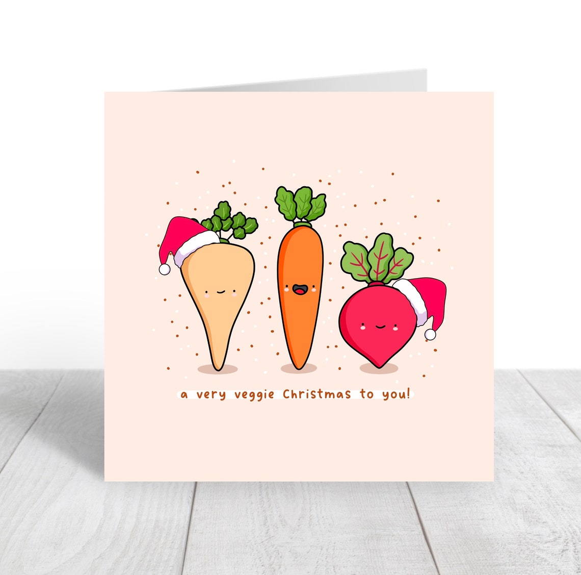 A Very Veggie Christmas To You Vegetable Pun Illustrated Card Print - Image 5