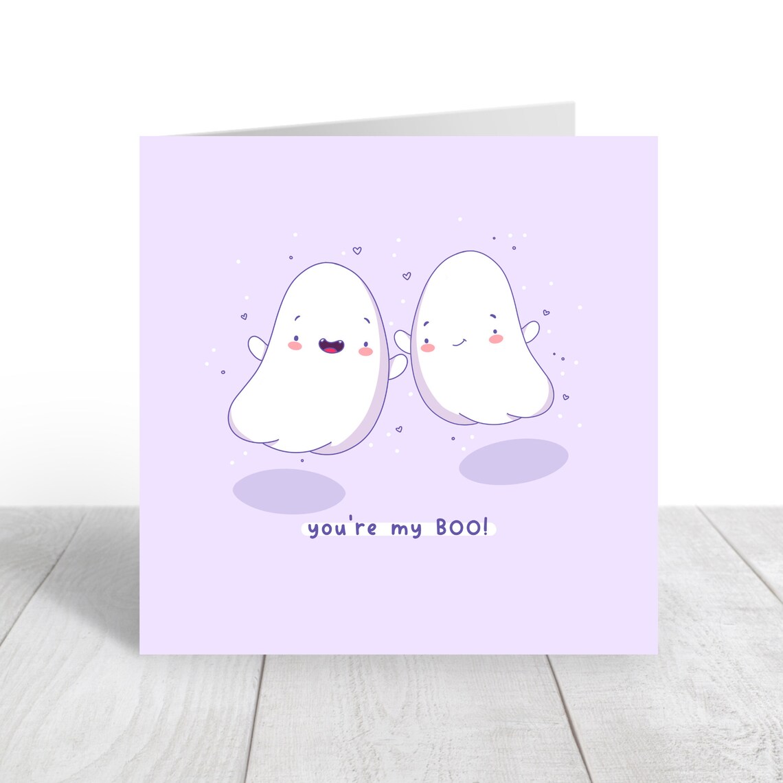 Cute Kawaii Ghost Couple You Are My Boo Love Pun Card Art Print - Image 4