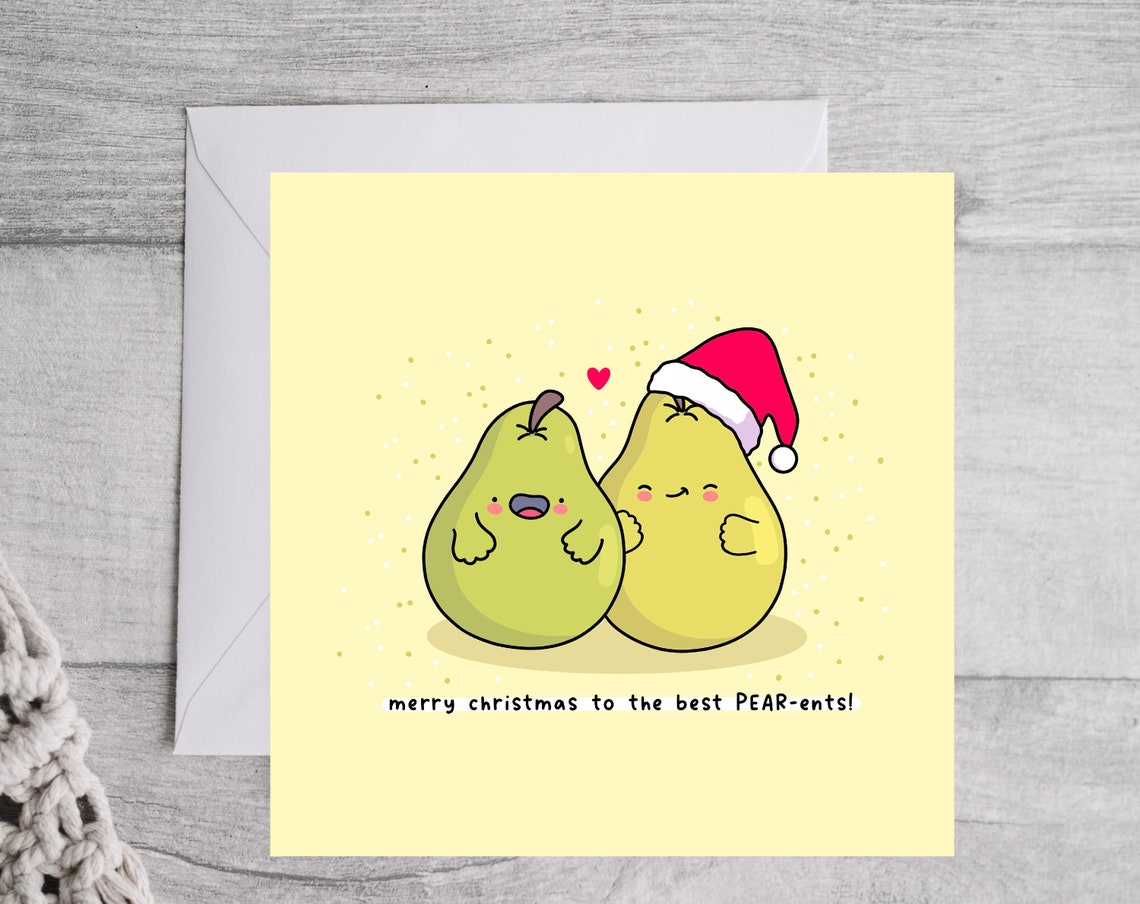 Merry Christmas To The Best PEAR-ents Illustrated Card Print - Image 4