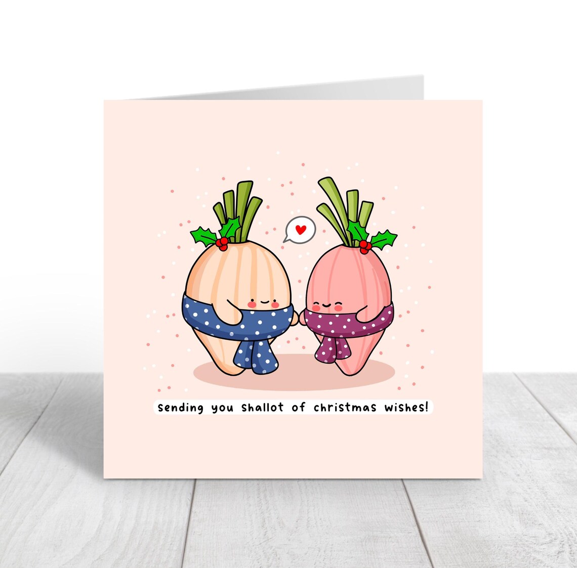 Kawaii Sending You Shallot of Christmas Wishes Pun Art Print - Image 3