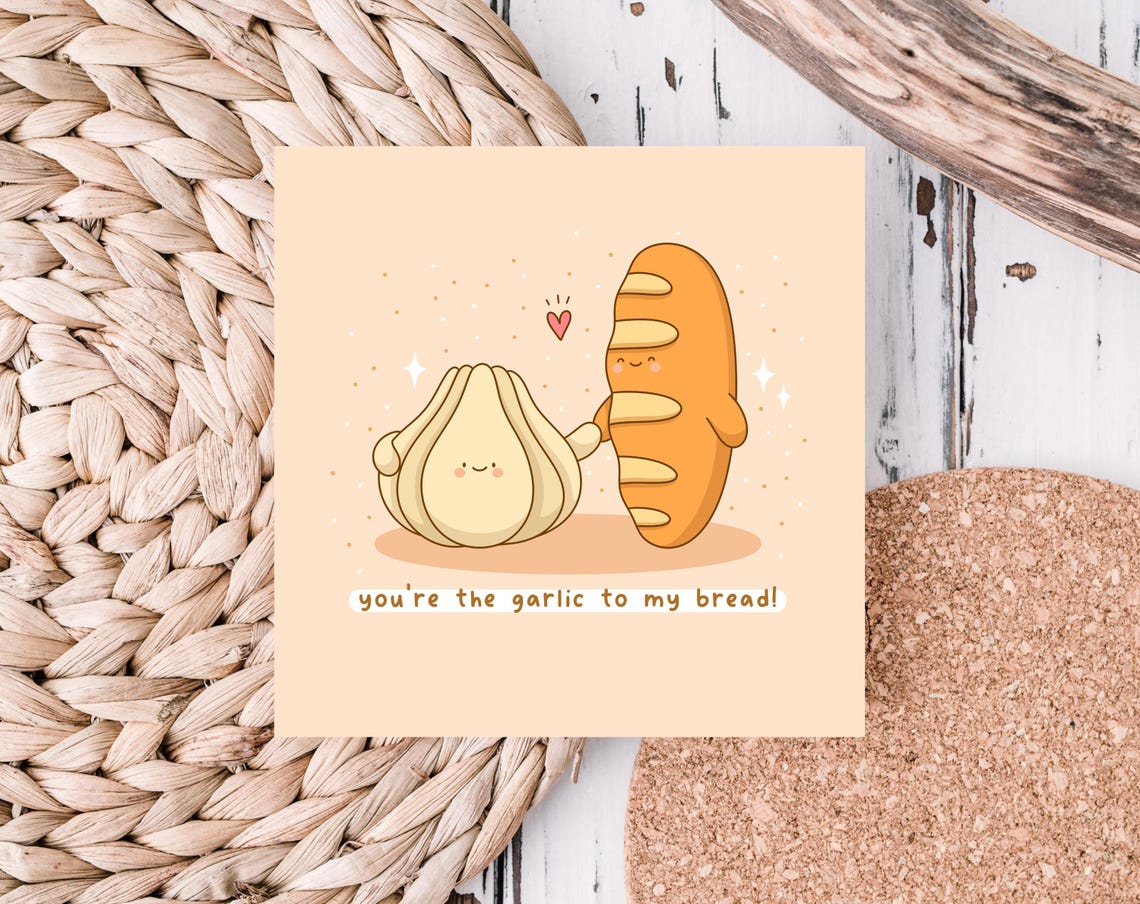 Kawaii You Are the Garlic to My Bread Baguette Pun Love Art Print - Image 5