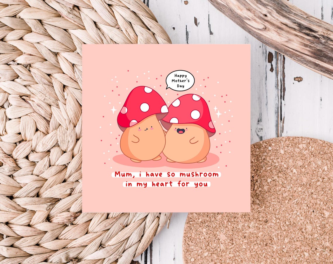 Kawaii Mum I Have So Mushroom in My Heart for You Pun Art Print - Image 5