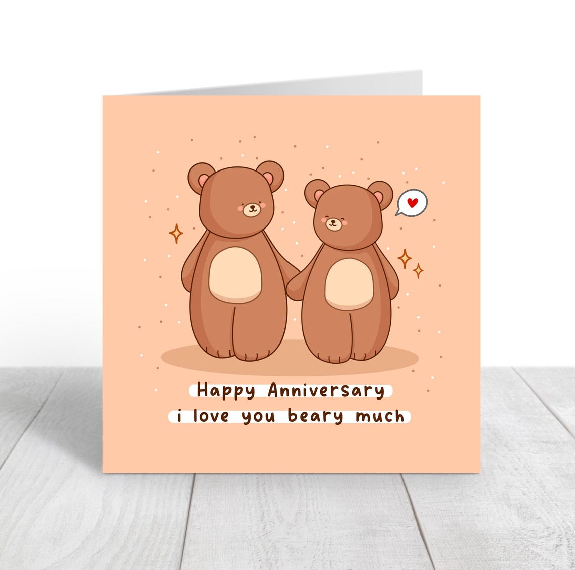 Kawaii Teddy Bear Anniversary Pun Poster Holding Hands Beary Much - Image 3