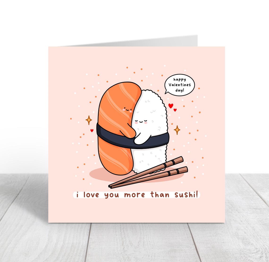 Salmon Nigiri Hug I Love You More Than Sushi Valentines Wall Art - Image 3