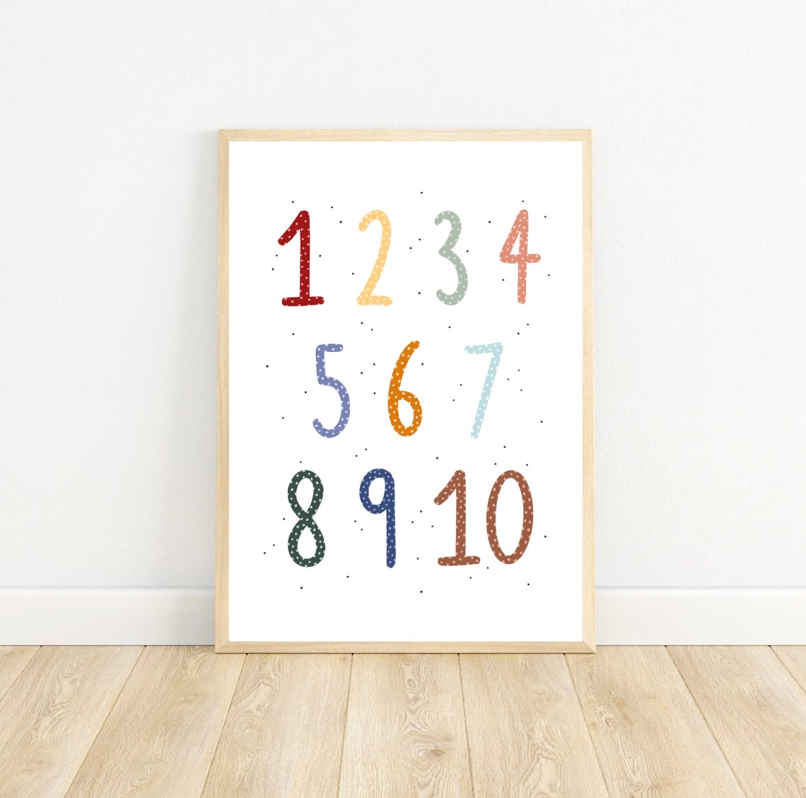 Colourful Rainbow Numbers 1 to 10 Nursery Educational Art Print - Image 5