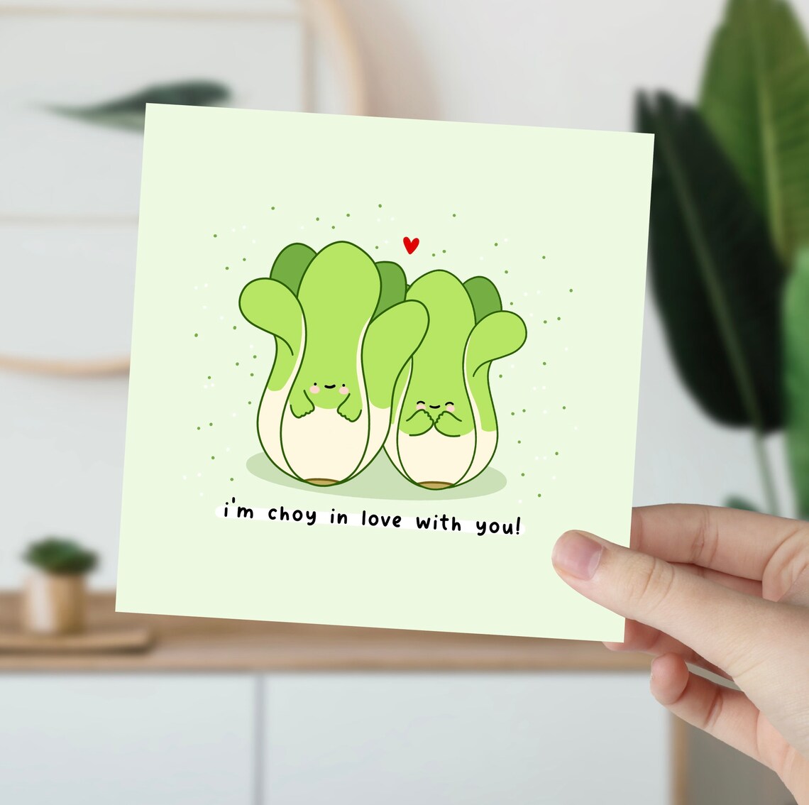 Im Choy In Love With You Bok Choy Love Pun Illustrated Card Print - Image 6
