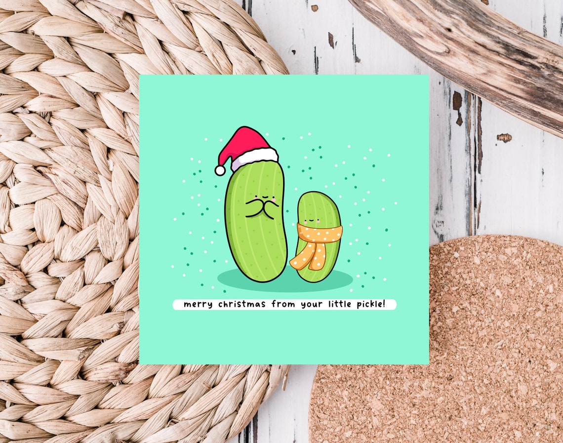 Merry Christmas From Your Little Pickle Kawaii Pickle Pair Poster - Image 5