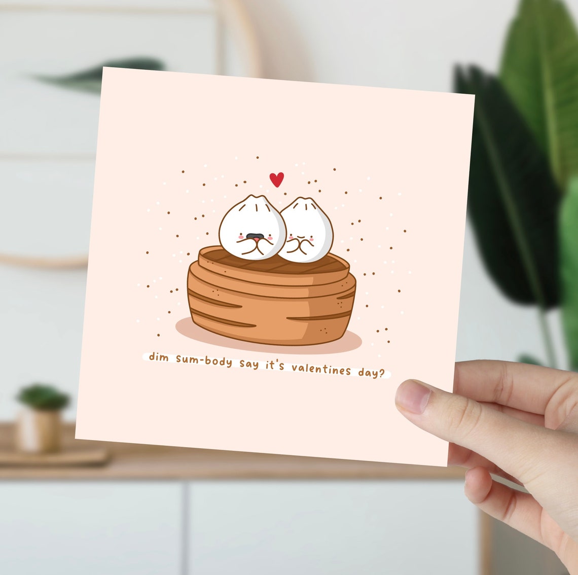 Kawaii Dim Sum Bao Steamer Valentines Day Pun Poster with Heart - Image 5